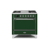 ILVE 36 Inch Majestic II Series Natural/ Propane Gas Burner and Electric Oven Range with 6 Sealed Burners (UM09FDQNS3)