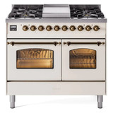 ILVE 40" Nostalgie II Series Freestanding Double Oven Dual Fuel Range with 6 Sealed Burners and Griddle - UPD40FNMP