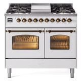 ILVE 40" Nostalgie II Series Freestanding Double Oven Dual Fuel Range with 6 Sealed Burners and Griddle - UPD40FNMP