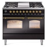ILVE 40" Nostalgie II Series Freestanding Double Oven Dual Fuel Range with 6 Sealed Burners and Griddle - UPD40FNMP