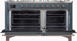 ILVE 60 Inch Majestic II Series Dual Fuel Natural Gas Range with 9 Sealed Burners and Griddle with 5.8 cu. ft. Total Oven Capacity TFT Oven Control Display (UM15FDNS3)