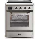 ILVE 30" Majestic II Series Freestanding Electric Single Oven Range with 4 Elements, Triple Glass Cool Door, Convection Oven, TFT Oven Control Display and Child Lock (UMI30NE3)