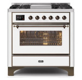 ILVE 36 Inch Majestic II Series Dual Fuel Natural Gas Range with 6 Burners and Griddle with 3.5 cu. ft. Oven Capacity TFT Oven Control Display (UM09FDNS3)