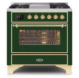 ILVE 36 Inch Majestic II Series Dual Fuel Natural Gas Range with 6 Burners and Griddle with 3.5 cu. ft. Oven Capacity TFT Oven Control Display (UM09FDNS3)