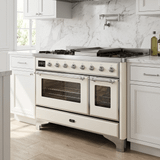 ILVE Majestic II 48 Inch Dual Fuel Range, Double Oven, 8 Burners & Griddle UM12FDNS3