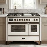 ILVE Majestic II 48 Inch Dual Fuel Range, Double Oven, 8 Burners & Griddle UM12FDNS3