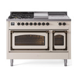 ILVE Nostalgie II Noblesse 48" Dual Fuel Freestanding Range 8 Sealed Burners + Griddle with Triple Glass Door - UN48FNMP
