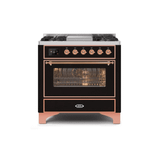 ILVE 36 Inch Majestic II Series Dual Fuel Natural Gas Range with 6 Burners and Griddle with 3.5 cu. ft. Oven Capacity TFT Oven Control Display (UM09FDNS3)
