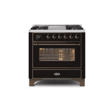 ILVE 36 Inch Majestic II Series Dual Fuel Natural Gas Range with 6 Burners and Griddle with 3.5 cu. ft. Oven Capacity TFT Oven Control Display (UM09FDNS3)