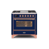 ILVE 36 Inch Majestic II Series Dual Fuel Natural Gas Range with 6 Burners and Griddle with 3.5 cu. ft. Oven Capacity TFT Oven Control Display (UM09FDNS3)
