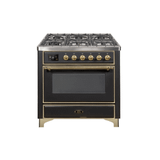 ILVE 36 Inch Majestic II Series Dual Fuel Natural Gas Range with 6 Burners and Griddle with 3.5 cu. ft. Oven Capacity TFT Oven Control Display (UM09FDNS3)