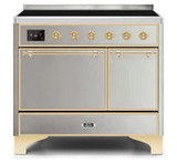 ILVE 40 Inch Majestic II Series Induction Range with 6 Elements Dual Ovens TFT Control Display Solid Oven Door (UMDI10QNS3)