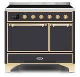 ILVE 40 Inch Majestic II Series Induction Range with 6 Elements Dual Ovens TFT Control Display Solid Oven Door (UMDI10QNS3)