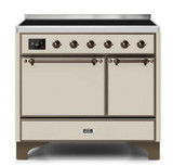 ILVE 40 Inch Majestic II Series Induction Range with 6 Elements Dual Ovens TFT Control Display Solid Oven Door (UMDI10QNS3)