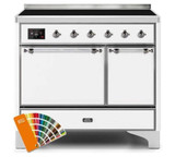 ILVE 40 Inch Majestic II Series Induction Range with 6 Elements Dual Ovens TFT Control Display Solid Oven Door (UMDI10QNS3)
