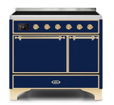 ILVE 40 Inch Majestic II Series Induction Range with 6 Elements Dual Ovens TFT Control Display Solid Oven Door (UMDI10QNS3)