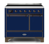 ILVE 40 Inch Majestic II Series Induction Range with 6 Elements Dual Ovens TFT Control Display Solid Oven Door (UMDI10QNS3)