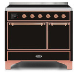 ILVE 40 Inch Majestic II Series Induction Range with 6 Elements Dual Ovens TFT Control Display Solid Oven Door (UMDI10QNS3)