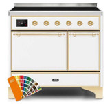 ILVE 40 Inch Majestic II Series Induction Range with 6 Elements Dual Ovens TFT Control Display Solid Oven Door (UMDI10QNS3)