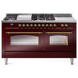 ILVE 60" Nostalgie II Series Freestanding Double Oven Dual Fuel Range with 8 Sealed Burners and Griddle - UP60FSNMP