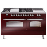 ILVE 60" Nostalgie II Series Freestanding Double Oven Dual Fuel Range with 8 Sealed Burners and Griddle - UP60FSNMP