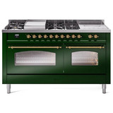 ILVE 60" Nostalgie II Series Freestanding Double Oven Dual Fuel Range with 8 Sealed Burners and Griddle - UP60FSNMP
