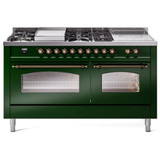 ILVE 60" Nostalgie II Series Freestanding Double Oven Dual Fuel Range with 8 Sealed Burners and Griddle - UP60FSNMP