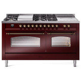 ILVE 60" Nostalgie II Series Freestanding Double Oven Dual Fuel Range with 8 Sealed Burners and Griddle - UP60FSNMP