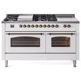 ILVE 60" Nostalgie II Series Freestanding Double Oven Dual Fuel Range with 8 Sealed Burners and Griddle - UP60FSNMP