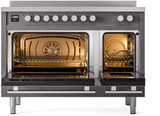 ILVE 48" Professional Plus II Series Freestanding Electric Double Oven Range with 8 Elements, Triple Glass Cool Door, Convection Oven, TFT Oven Control Display and Child Lock - UPI486WMP