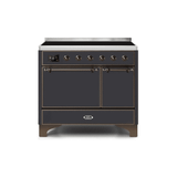 ILVE 40 Inch Majestic II Series Induction Range with 6 Elements Dual Ovens TFT Control Display Solid Oven Door (UMDI10QNS3)