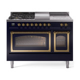 ILVE Nostalgie II Noblesse 48" Dual Fuel Freestanding Range 5 Sealed Burners + Griddle + French Top with Triple Glass Door - UN48FSNMP