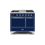 ILVE 40 Inch Majestic II Series Natural/ Propane Gas Burner and Electric Oven Range with 6 Sealed Burners (UMD10FDQNS3)