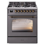 ILVE 30" Nostalgie II Series Freestanding Single Oven Dual Fuel Range with 5 Sealed Burners - UP30NMP