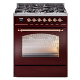 ILVE 30" Nostalgie II Series Freestanding Single Oven Dual Fuel Range with 5 Sealed Burners - UP30NMP