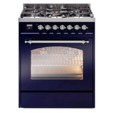 ILVE 30" Nostalgie II Series Freestanding Single Oven Dual Fuel Range with 5 Sealed Burners - UP30NMP