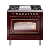 ILVE Nostalgie II Noblesse 36″ Dual Fuel Range Triple Glass Door -UN36FNMP