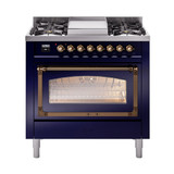 ILVE Nostalgie II Noblesse 36″ Dual Fuel Range Triple Glass Door -UN36FNMP
