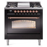 ILVE 36" Nostalgie II Series Freestanding Single Oven Dual Fuel Range with 6 burners + Fry Top - UP36FNMP