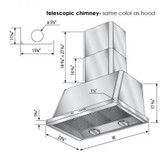 ILVE 36" Majestic Wall Mount Range Hood with 600 CFM Blower Anti-grease Filter 2 Warming Lights Filter Light Indicator Auto-off Function and 4 Fan Speeds (UAM90)