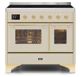 ILVE 40 Inch Majestic II Series Freestanding Electric Double Oven Range with 6 Elements, Triple Glass Cool Door, Convection Oven, TFT Oven Control Display and Child Lock (UMDI10NS3)