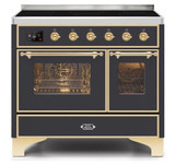 ILVE 40 Inch Majestic II Series Freestanding Electric Double Oven Range with 6 Elements, Triple Glass Cool Door, Convection Oven, TFT Oven Control Display and Child Lock (UMDI10NS3)