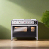 ILVE 48" Panoramagic Series Freestanding Double Oven Dual Fuel Range with 8 Sealed Burners and Griddle - UPM12FDS3