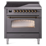 ILVE 36" Nostalgie II Series Freestanding Electric Double Oven Range with 5 Elements, Triple Glass Cool Door, Convection Oven, TFT Oven Control Display and Child Lock - UPI366NMP