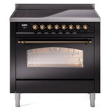 ILVE 36" Nostalgie II Series Freestanding Electric Double Oven Range with 5 Elements, Triple Glass Cool Door, Convection Oven, TFT Oven Control Display and Child Lock - UPI366NMP