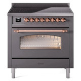 ILVE 36" Nostalgie II Series Freestanding Electric Double Oven Range with 5 Elements, Triple Glass Cool Door, Convection Oven, TFT Oven Control Display and Child Lock - UPI366NMP