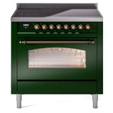 ILVE 36" Nostalgie II Series Freestanding Electric Double Oven Range with 5 Elements, Triple Glass Cool Door, Convection Oven, TFT Oven Control Display and Child Lock - UPI366NMP