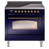 ILVE 36" Nostalgie II Series Freestanding Electric Double Oven Range with 5 Elements, Triple Glass Cool Door, Convection Oven, TFT Oven Control Display and Child Lock - UPI366NMP