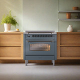 ILVE 36" Nostalgie II Series Freestanding Electric Double Oven Range with 5 Elements, Triple Glass Cool Door, Convection Oven, TFT Oven Control Display and Child Lock - UPI366NMP