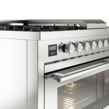ILVE Professional Plus II 48" Dual Fuel Range with 5 Sealed Burners Griddle French Top Triple Glass Door - UP48FSWMP